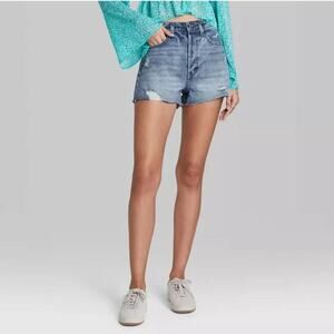 NWT Wild Fable Women's Super-High Rise Cut Off Jeans Shorts Medium Wash Size 10